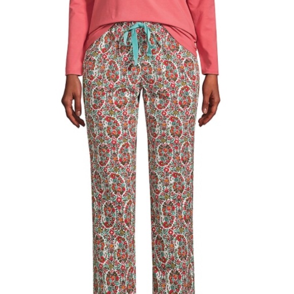 Lands End Pajamas Long Sleeve Paisley Jersey BRAND NEW Elastic Drawstring Pant - Picture 5 of 12